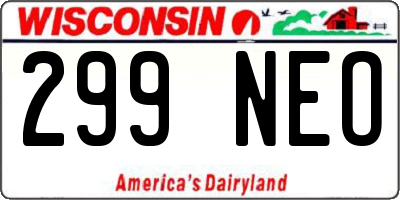 WI license plate 299NEO