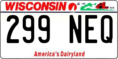 WI license plate 299NEQ