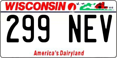WI license plate 299NEV