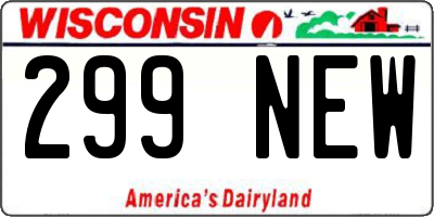 WI license plate 299NEW