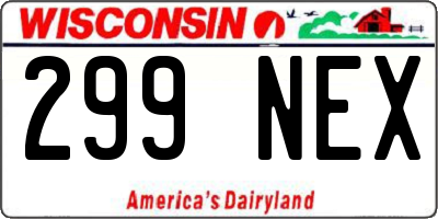 WI license plate 299NEX
