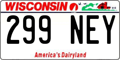 WI license plate 299NEY