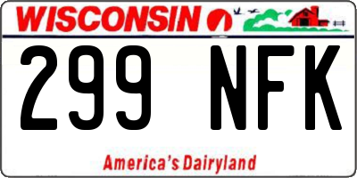 WI license plate 299NFK