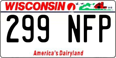WI license plate 299NFP