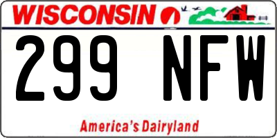 WI license plate 299NFW