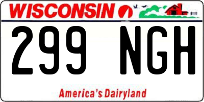 WI license plate 299NGH