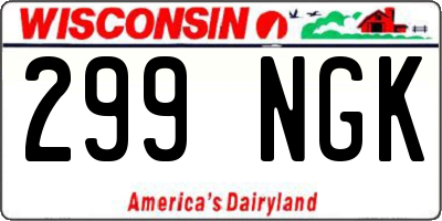 WI license plate 299NGK