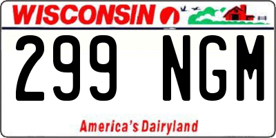 WI license plate 299NGM