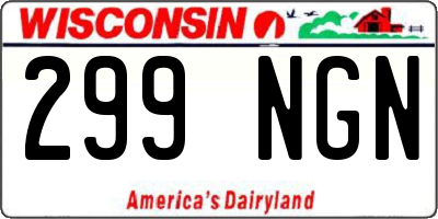 WI license plate 299NGN