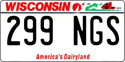 WI license plate 299NGS