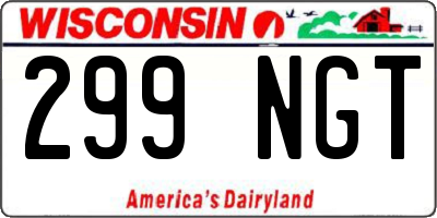WI license plate 299NGT
