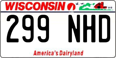 WI license plate 299NHD