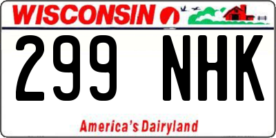 WI license plate 299NHK