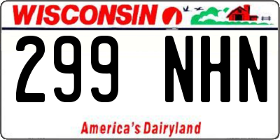 WI license plate 299NHN