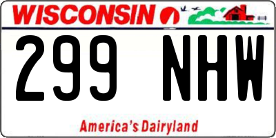 WI license plate 299NHW