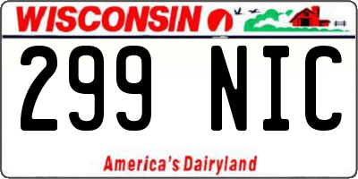 WI license plate 299NIC