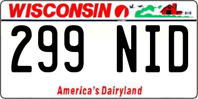 WI license plate 299NID