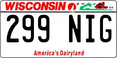 WI license plate 299NIG