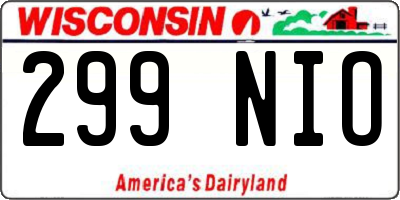 WI license plate 299NIO