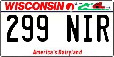 WI license plate 299NIR