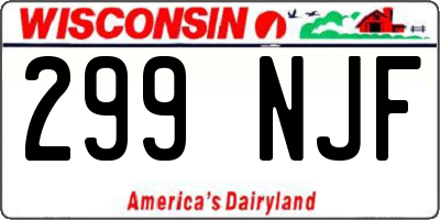 WI license plate 299NJF