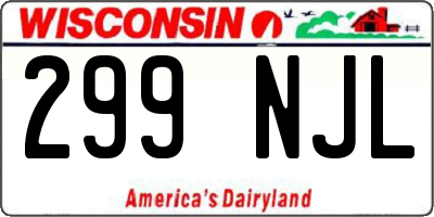 WI license plate 299NJL