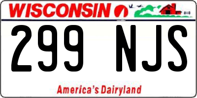 WI license plate 299NJS