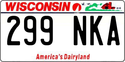 WI license plate 299NKA