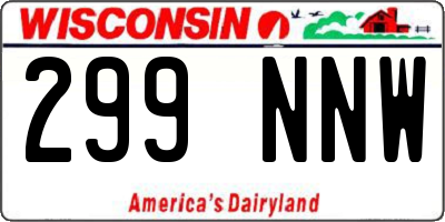 WI license plate 299NNW
