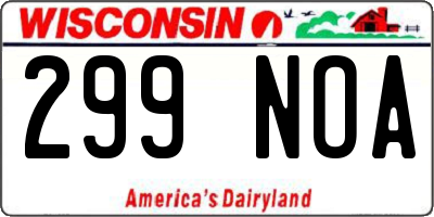 WI license plate 299NOA