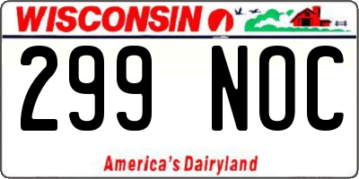 WI license plate 299NOC
