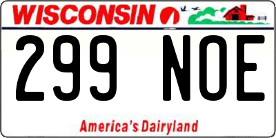 WI license plate 299NOE