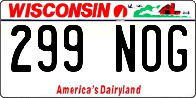 WI license plate 299NOG