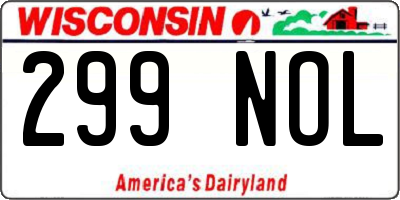 WI license plate 299NOL
