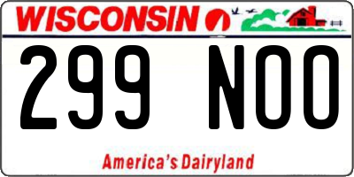 WI license plate 299NOO