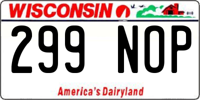 WI license plate 299NOP
