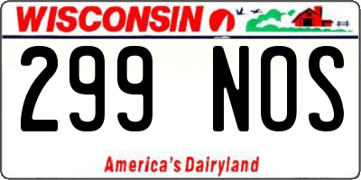WI license plate 299NOS