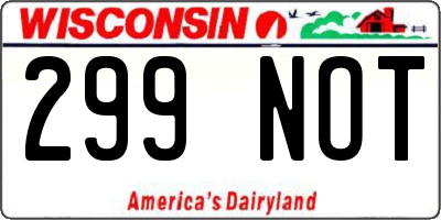 WI license plate 299NOT