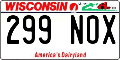 WI license plate 299NOX