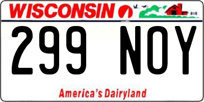 WI license plate 299NOY