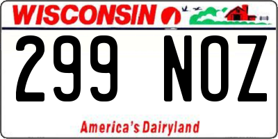 WI license plate 299NOZ