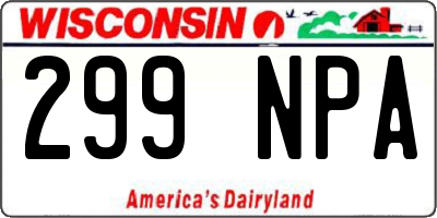 WI license plate 299NPA