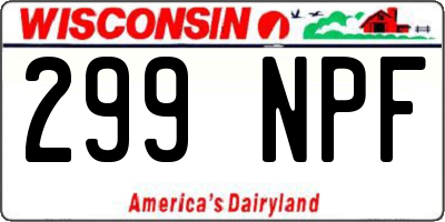 WI license plate 299NPF