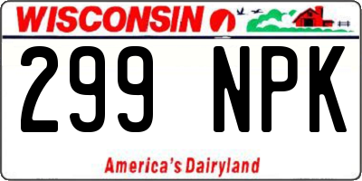 WI license plate 299NPK