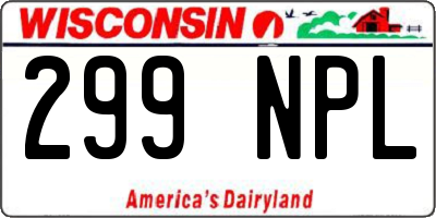 WI license plate 299NPL