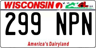 WI license plate 299NPN