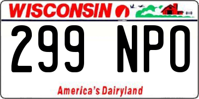 WI license plate 299NPO
