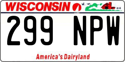 WI license plate 299NPW