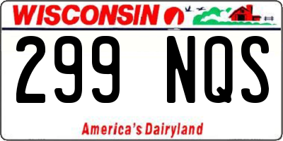 WI license plate 299NQS