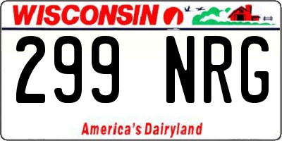 WI license plate 299NRG
